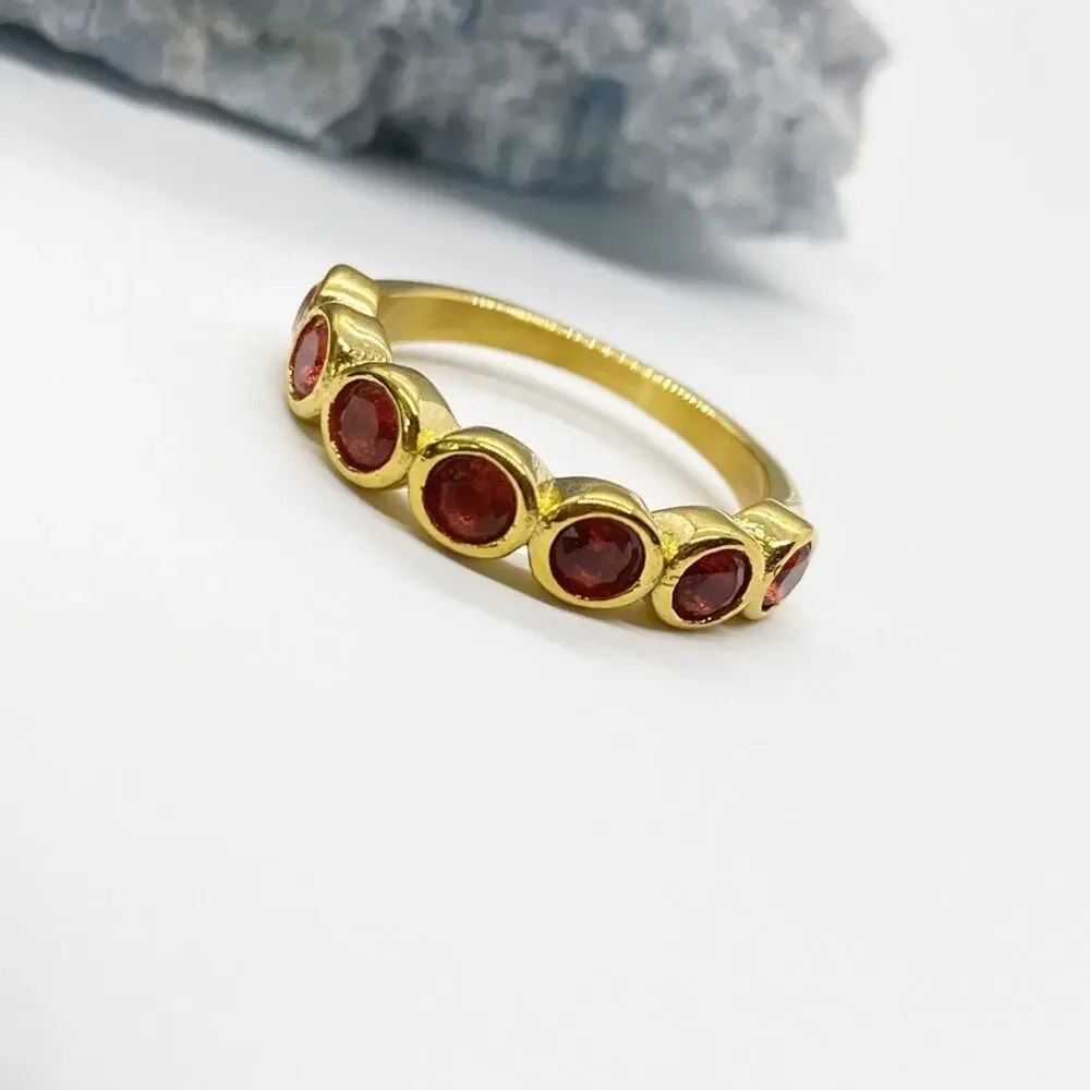 NEW Gold & Red Zirconium Gemstone Statement Ring - Picture 13 of 16